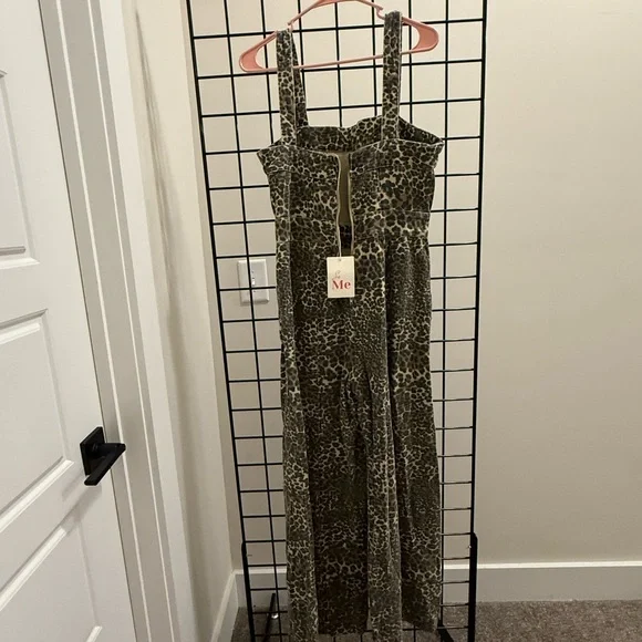 Leopard Print jumpsuit overalls with Pockets - Picture 3 of 5